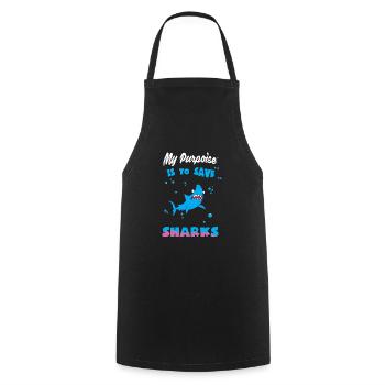 Shark Sharks Diver Shark - Cooking Apron - black - Front - AI Model Male 185 dark (185cm)