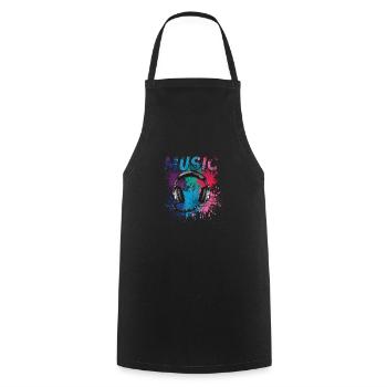 Musican Lover Headphones Just Music - Cooking Apron - black - Front - AI Model Male 185 dark (185cm)