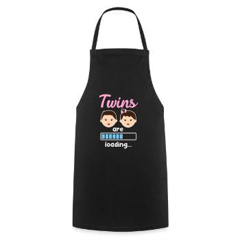 Twins pregnant with twins Young girls - Cooking Apron - black - Front - AI Model Male 185 dark (185cm)