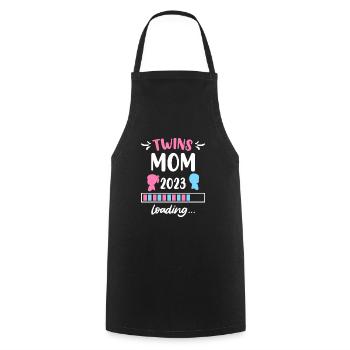 Twin Mom 2023 Twins loading Young Girls - Cooking Apron - black - Front - AI Model Male 185 dark (185cm)
