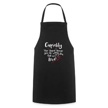 Cupidity Valentine's Day Love Makes Stupid Shirt - Cooking Apron - black - Front - AI Model Male 185 dark (185cm)