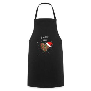 Pastor mit Herz Weihnachtsoutfit Nikolausmütze - Kochschürze - Schwarz - Vorne - AI Model Male 185 dark (185cm)