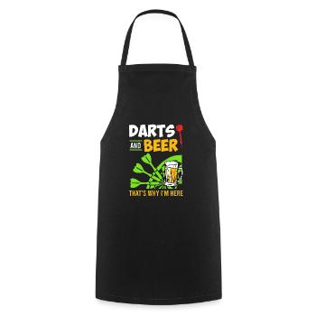 Darts an Beer thats why I am here - Cooking Apron - black - Front - AI Model Male 185 dark (185cm)