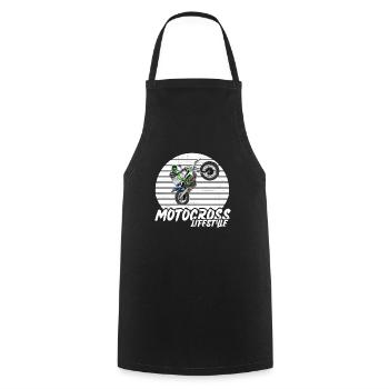 Motocross / Enduro / Freestyle mx / Dirtbike retro - Cooking Apron - black - Front - AI Model Male 185 dark (185cm)