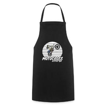 Motocross / Enduro / Freestyle mx / Dirtbike retro - Cooking Apron - black - Front - AI Model Male 185 dark (185cm)