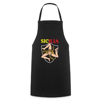 Drapeau de la Sicile Sicile Palerme Italie - Tablier de cuisine - noir - Devant - AI Model Male 185 dark (185cm)