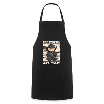 Serenity Ninja Fan Calm Yoga Lover Peaceful - Cooking Apron - black - Front - AI Model Male 185 dark (185cm)