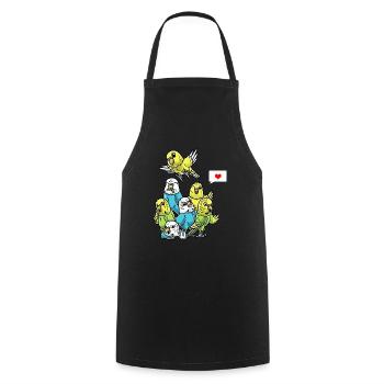 Drôle de perroquet Perruche Oiseau - Tablier de cuisine - noir - Devant - AI Model Male 185 dark (185cm)