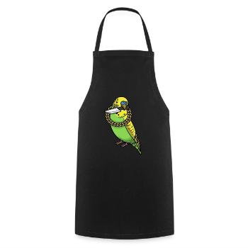 Perroquet Budgerigar Oiseau Avec Couteau - Tablier de cuisine - noir - Devant - AI Model Male 185 dark (185cm)