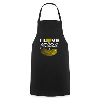 I Love Jesus's Pickles Quote Heart Gift Cucumber - Cooking Apron - black - Front - AI Model Male 185 dark (185cm)