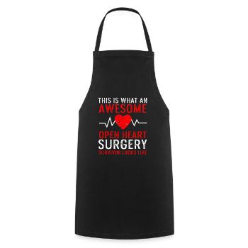 Open Heart Surgery Gift - Cooking Apron - black - Front - AI Model Male 185 dark (185cm)