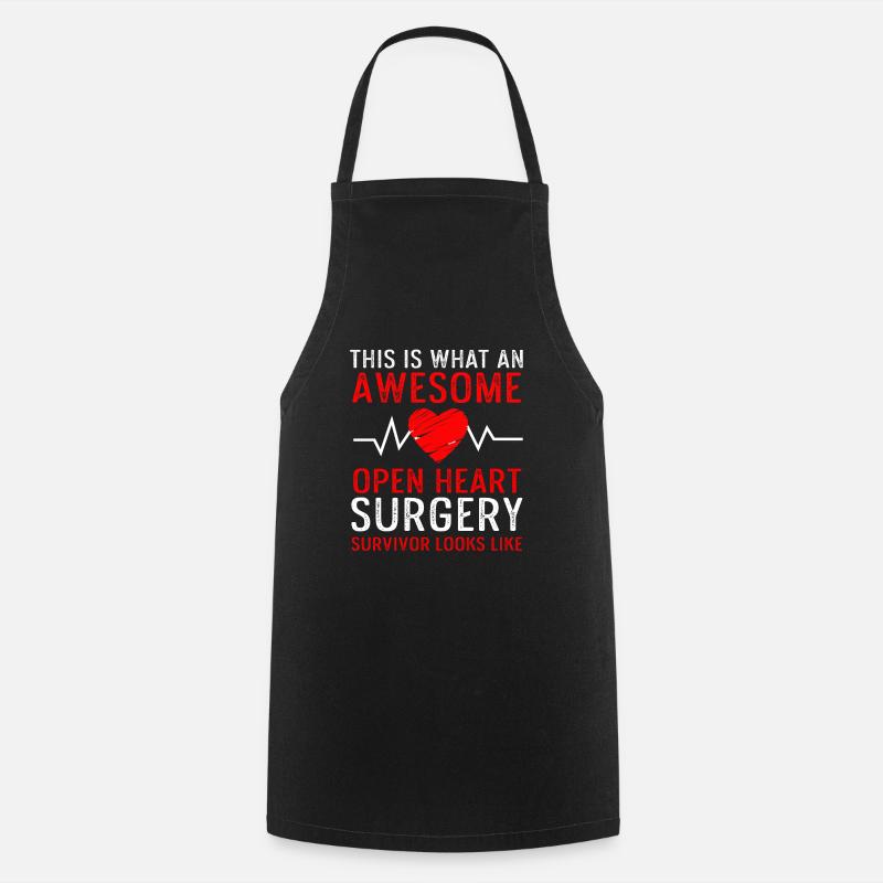 Open Heart Surgery Gift - Cooking Apron - black