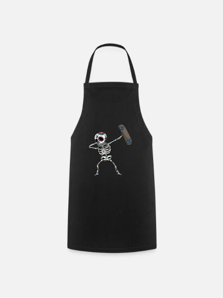 Skeleton Skateboard Halloween - Cooking Apron - black
