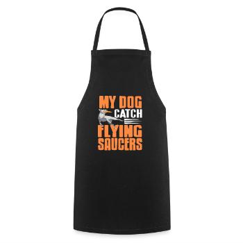 My Dog Catch Flying Saucers Retro Dog Training - Cooking Apron - black - Front - AI Model Male 185 dark (185cm)