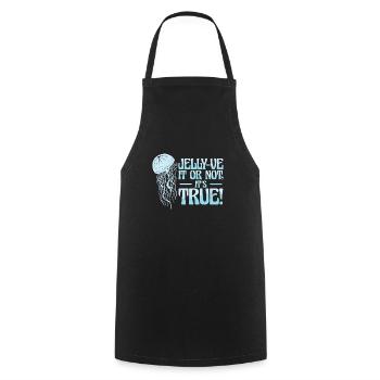 Jellyfish Flowers Entangled Swimming Wordplay Pun - Cooking Apron - black - Front - AI Model Male 185 dark (185cm)