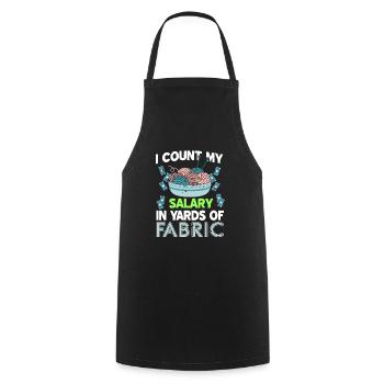 I Count My Salary In Yards Of Fabric Funny Knitter - Cooking Apron - black - Front - AI Model Male 185 dark (185cm)