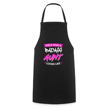 This is what cool aunt from family Badass Aunt looks like - Cooking Apron - black - Front - AI Model Male 185 dark (185cm)