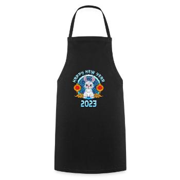 Cute Rabbit Happy Chinese Lunar New Year - Cooking Apron - black - Front - AI Model Male 185 dark (185cm)