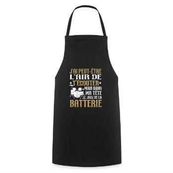 Dans ma tête je joue de la batterie - Tablier de cuisine - noir - Devant - AI Model Male 185 dark (185cm)