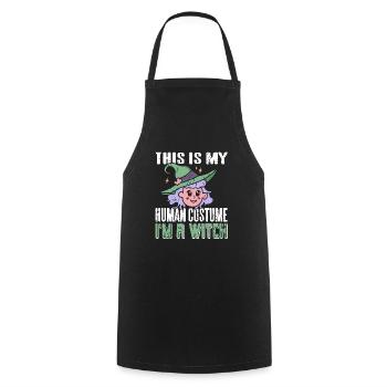 My Human Costume I'm A Witch Retro Halloween - Cooking Apron - black - Front - AI Model Male 185 dark (185cm)