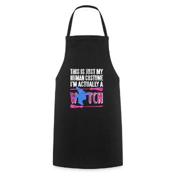 Just My Human Costume Funny Retro Halloween WITCH - Cooking Apron - black - Front - AI Model Male 185 dark (185cm)