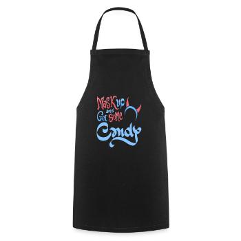 Mask Up & Get Some Candy Retro Halloween Devil - Cooking Apron - black - Front - AI Model Male 185 dark (185cm)
