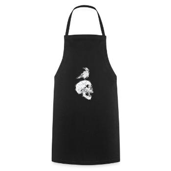 Crow on a bone skull raven bird - Cooking Apron - black - Front - AI Model Male 185 dark (185cm)