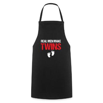 First Time Dad - Real Men Make Twins - Cooking Apron - black - Front - AI Model Male 185 dark (185cm)