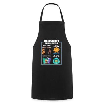 Lustige Millennial Nerdy Old Skool Hobbys Cartoon - Kochschürze - Schwarz - Vorne - AI Model Male 185 dark (185cm)
