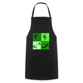 Kite Surfing, Kite Board, Lifestyle Vintage Design - Cooking Apron - black - Front - AI Model Male 185 dark (185cm)