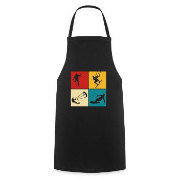 Kite Surfing, Kite Board, Lifestyle Vintage Design - Cooking Apron - black - Front - AI Model Male 185 dark (185cm)