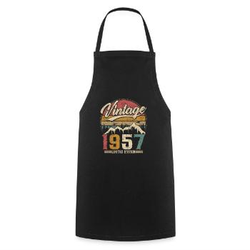 Vintage 1957 Limited Edition Cadeau D'anniversaire - Tablier de cuisine - noir - Devant - AI Model Male 185 dark (185cm)