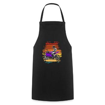 Motorcycle Lifestyle / Motorcycle / Motorcycle biker - Cooking Apron - black - Front - AI Model Male 185 dark (185cm)