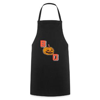 Citrouille d’Halloween - Boo - Tablier de cuisine - noir - Devant - AI Model Male 185 dark (185cm)