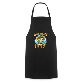 Awesome since 1995. Angel, Angler's Birthday - Cooking Apron - black - Front - AI Model Male 185 dark (185cm)