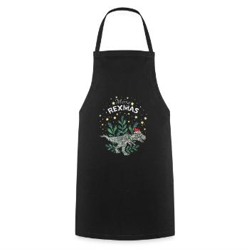 Merry Rexmas TRex Dinosaur Xmas Christmas Time - Cooking Apron - black - Front - AI Model Male 185 dark (185cm)