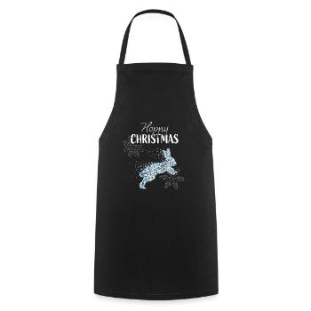 Hoppy Christmas Rabbit Rabbit Snowflake - Cooking Apron - black - Front - AI Model Male 185 dark (185cm)