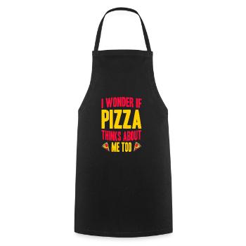 Je me demande si la pizza pense à moi trop rétro drôle - Tablier de cuisine - noir - Devant - AI Model Male 185 dark (185cm)