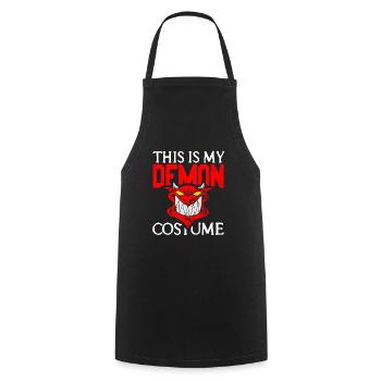 Demon - This is my Demon Costume - Cooking Apron - black - Front - AI Model Male 185 dark (185cm)