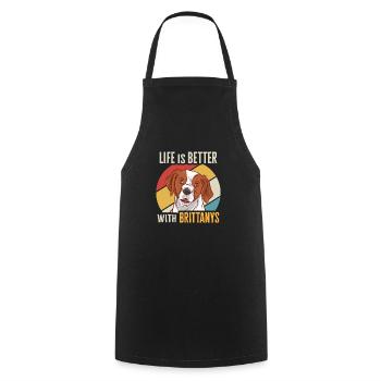 Français Bretagne Épagneul Epagneul Breton Cadeau - Tablier de cuisine - noir - Devant - AI Model Male 185 dark (185cm)