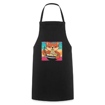 Shiba Inu Dog Lover Puppy Paw Love Ramen Noodles - Tablier de cuisine - noir - Devant - AI Model Male 185 dark (185cm)