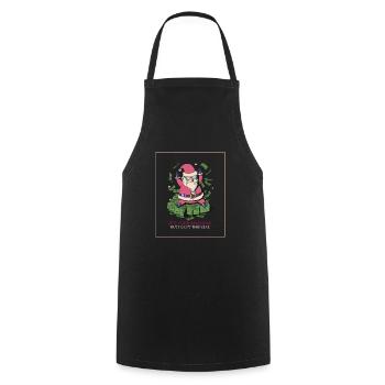 Ironique Père Noël Noël C’est votre anniversaire - Tablier de cuisine - noir - Devant - AI Model Male 185 dark (185cm)