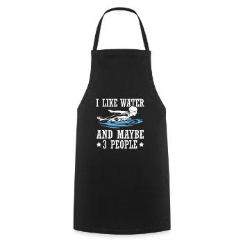 Schimmer Schwimmen J’aime l’eau et peut-être 3 personnes - Tablier de cuisine - noir - Devant - AI Model Male 185 dark (185cm)
