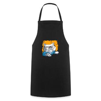 Lunettes élégantes Nerd Persian Cat Beanie - Tablier de cuisine - noir - Devant - AI Model Male 185 dark (185cm)