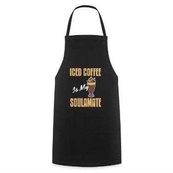 Iced coffee is my soulamate - Cooking Apron - black - Front - AI Model Male 185 dark (185cm)