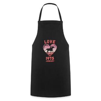 Love Horse Riding Birthday January 1975 - Cooking Apron - black - Front - AI Model Male 185 dark (185cm)