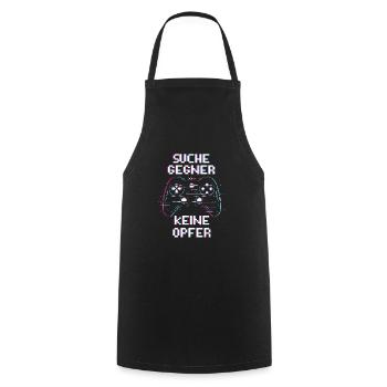 Suche Gegner Keine Opfer PS - Kochschürze - Schwarz - Vorne - AI Model Male 185 dark (185cm)