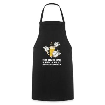 Bier Darts Verein Bar Verein Hand in Hand besoffen - Kochschürze - Schwarz - Vorne - AI Model Male 185 dark (185cm)