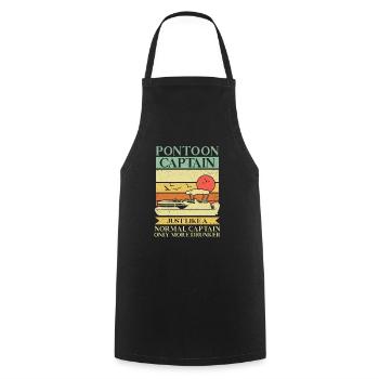 Pontoon Boat Captain Boating Lake Pontoon - Cooking Apron - black - Front - AI Model Male 185 dark (185cm)