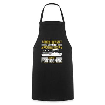 Pontoon Boat Captain Boating Lake Pontoon - Cooking Apron - black - Front - AI Model Male 185 dark (185cm)